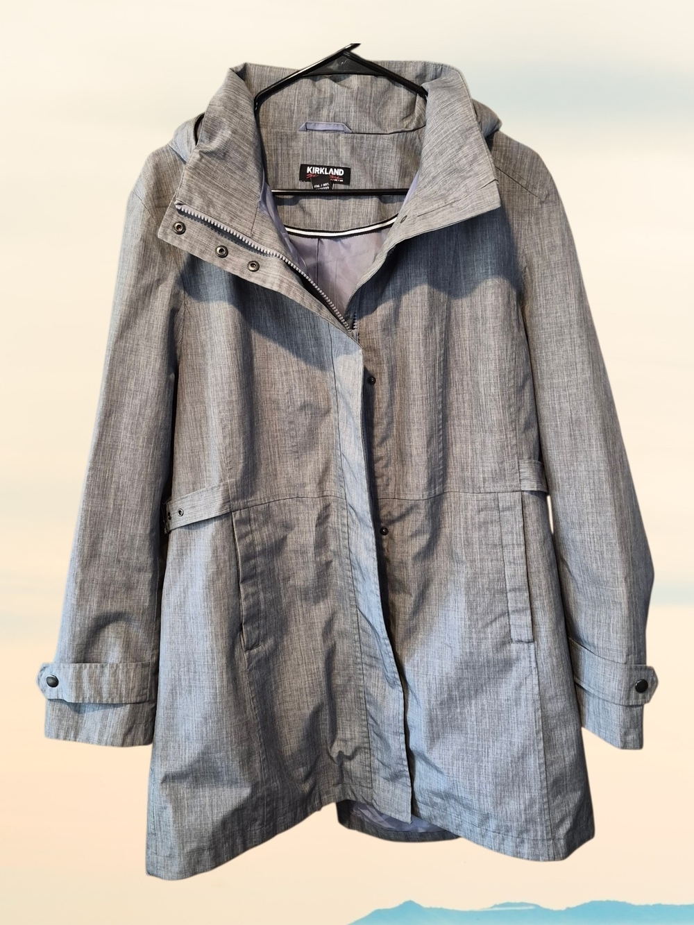 Kirkland Signature Women's Gray Hooded Trench Coat